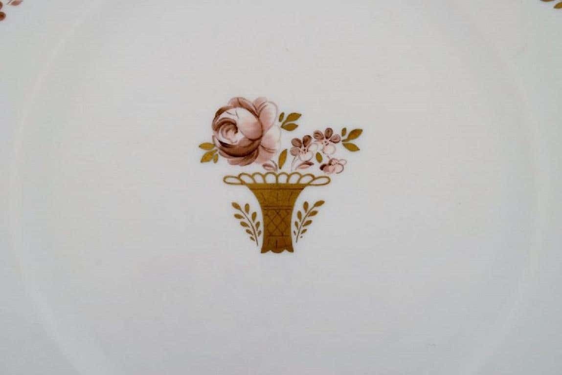 Royal Copenhagen Golden Basket Bowl And Dish In Hand Painted Porcelain photo for sale