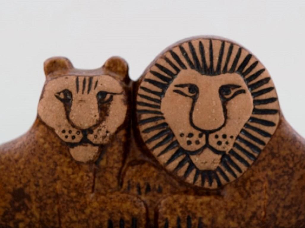 Lisa Larson For Gustavsberg, Rare Lion Couple In Glazed Stoneware, 1970's photo furniture