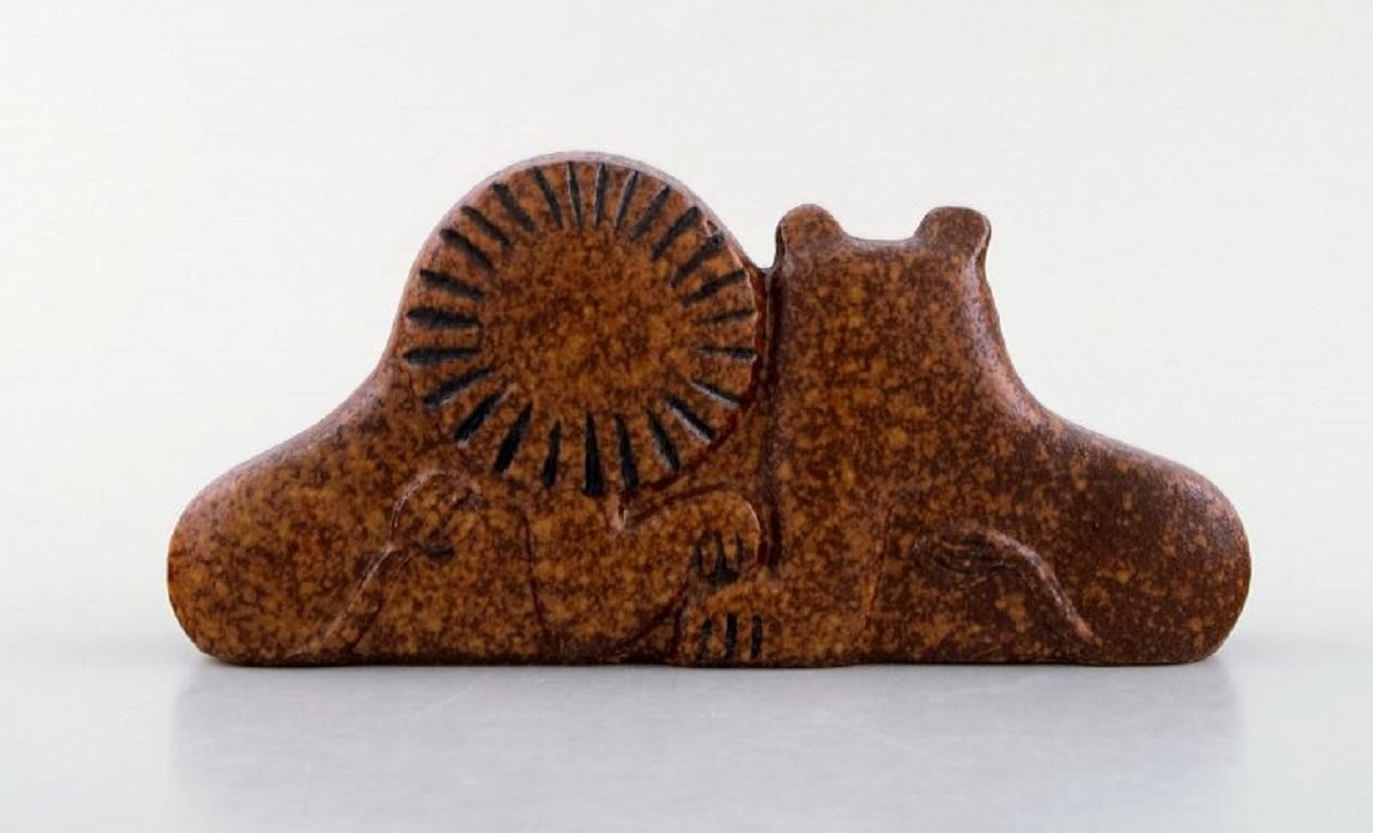 Lisa Larson For Gustavsberg, Rare Lion Couple In Glazed Stoneware, 1970's photo for sale