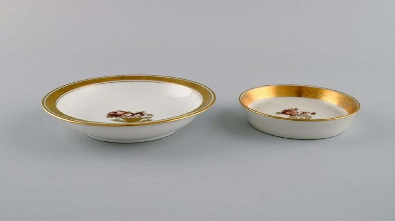 Six Royal Copenhagen Golden Basket Porcelain Bowls With Flowers photo for sale