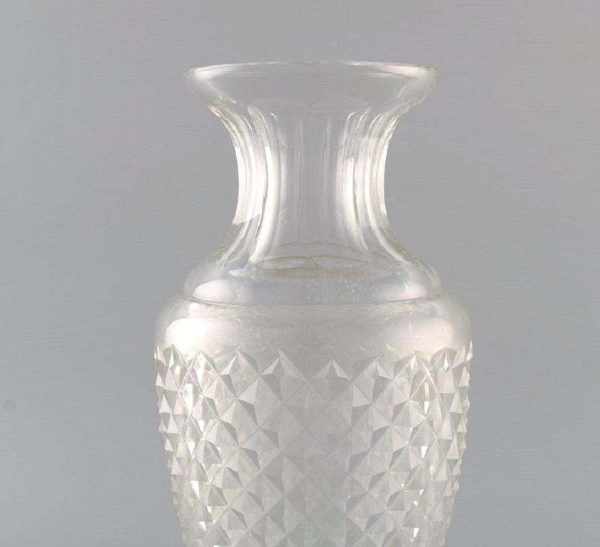 Baccarat, France, Art Deco Vase In Clear Crystal Glass, 1930s photo for sale