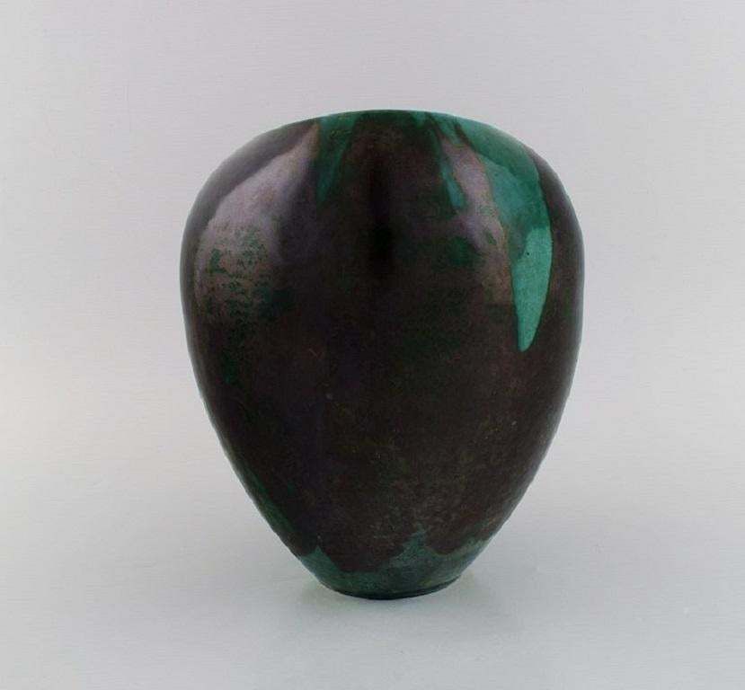 European Studio Ceramicist, Unique Vase In Glazed Stoneware, 1960s/70s photo furniture