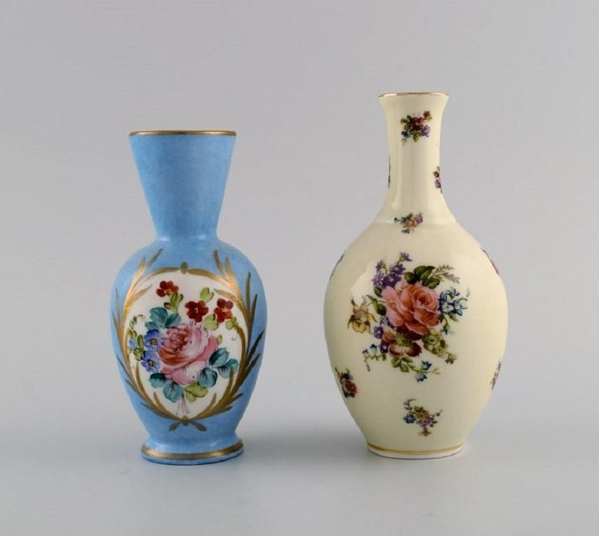 Limoges, France. Two Perfume Bottles, Three Vases And Lidded Box In Porcelain photo furniture