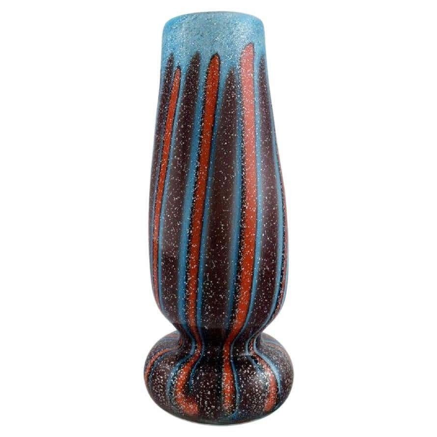 Large Murano Vase In Mouth Blown Art Glass, Italian Design, 1960s / 70s