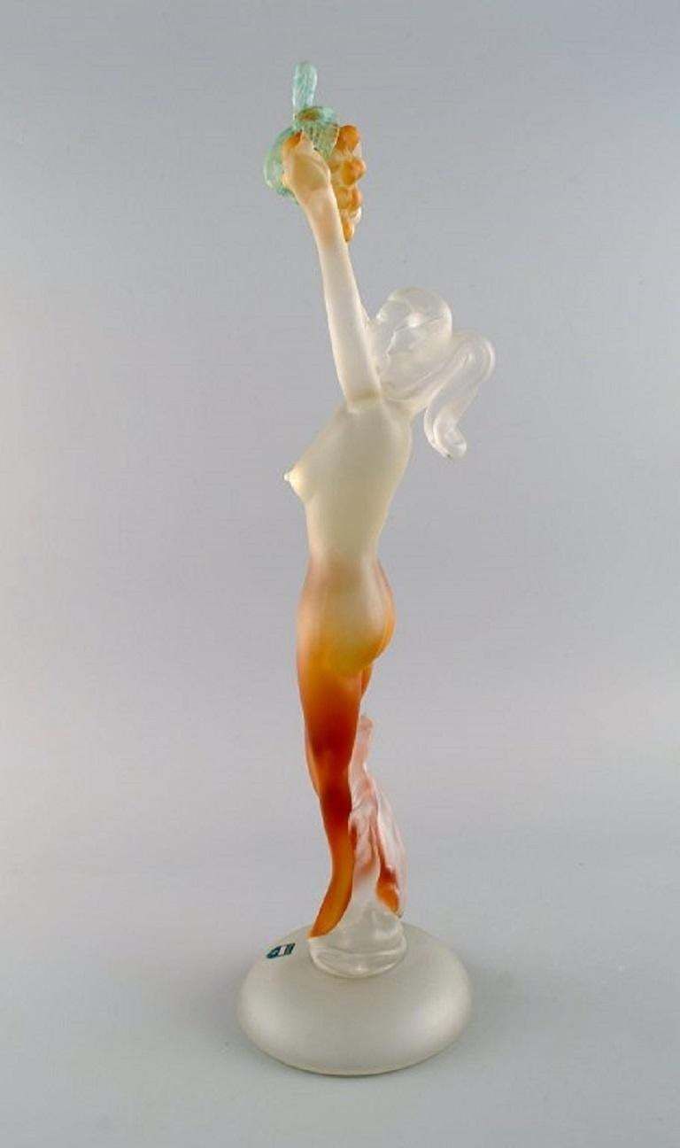 Large And Rare Murano Sculpture In Mouth Blown Art Glass, Woman With Grapes photo Home Decor