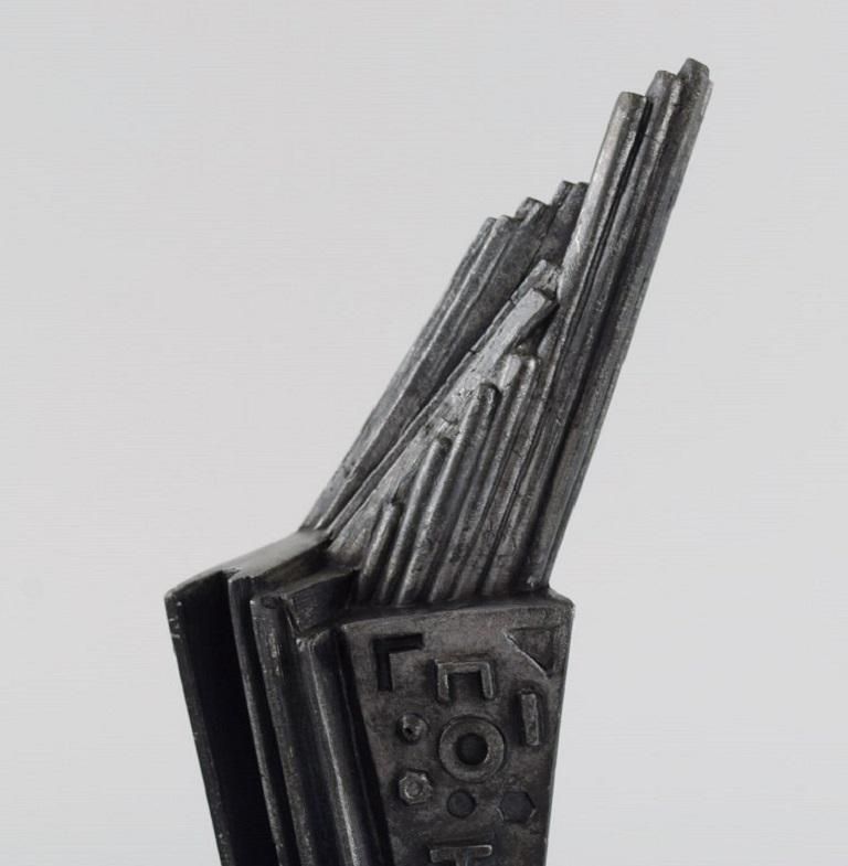 Unknown French Artist Brutalistic Unique Sculpture In Dark Steel Late 20th C photo furniture