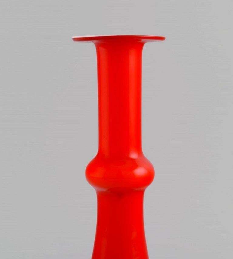 Holmegaard  Kastrup Two Carnaby Vases In Red Mouth Blown Art Glass 1960s photo Home Decor