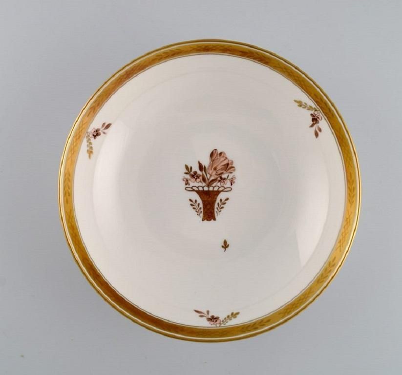 Two Royal Copenhagen Golden Basket Bowls In Hand Painted Porcelain