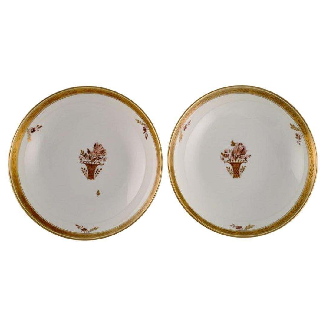 Two Royal Copenhagen Golden Basket Bowls In Hand Painted Porcelain photo vinterior