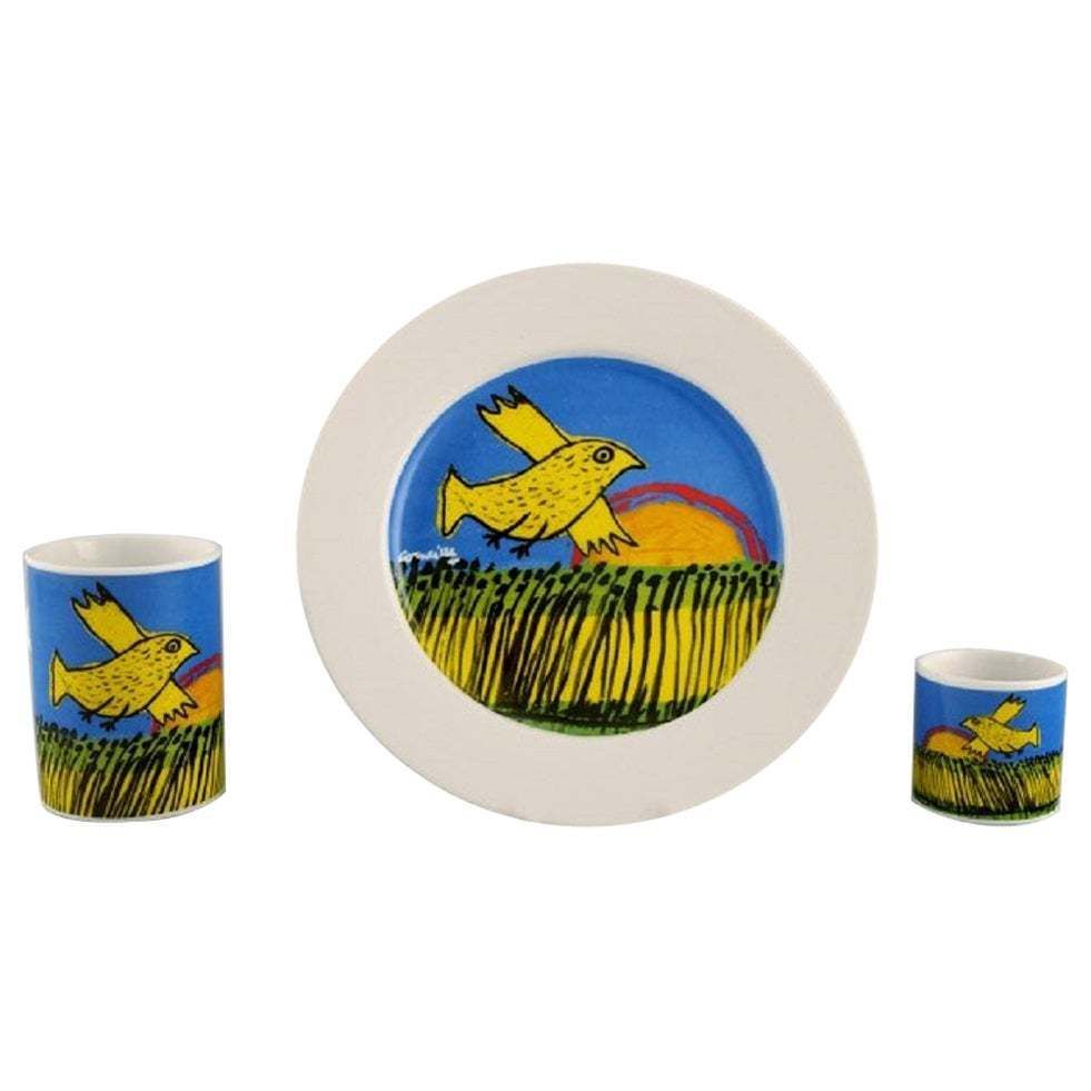 Corneille, Dutch Cobra Artist, Coffee Cup, Plate And Egg Cup photo vinterior