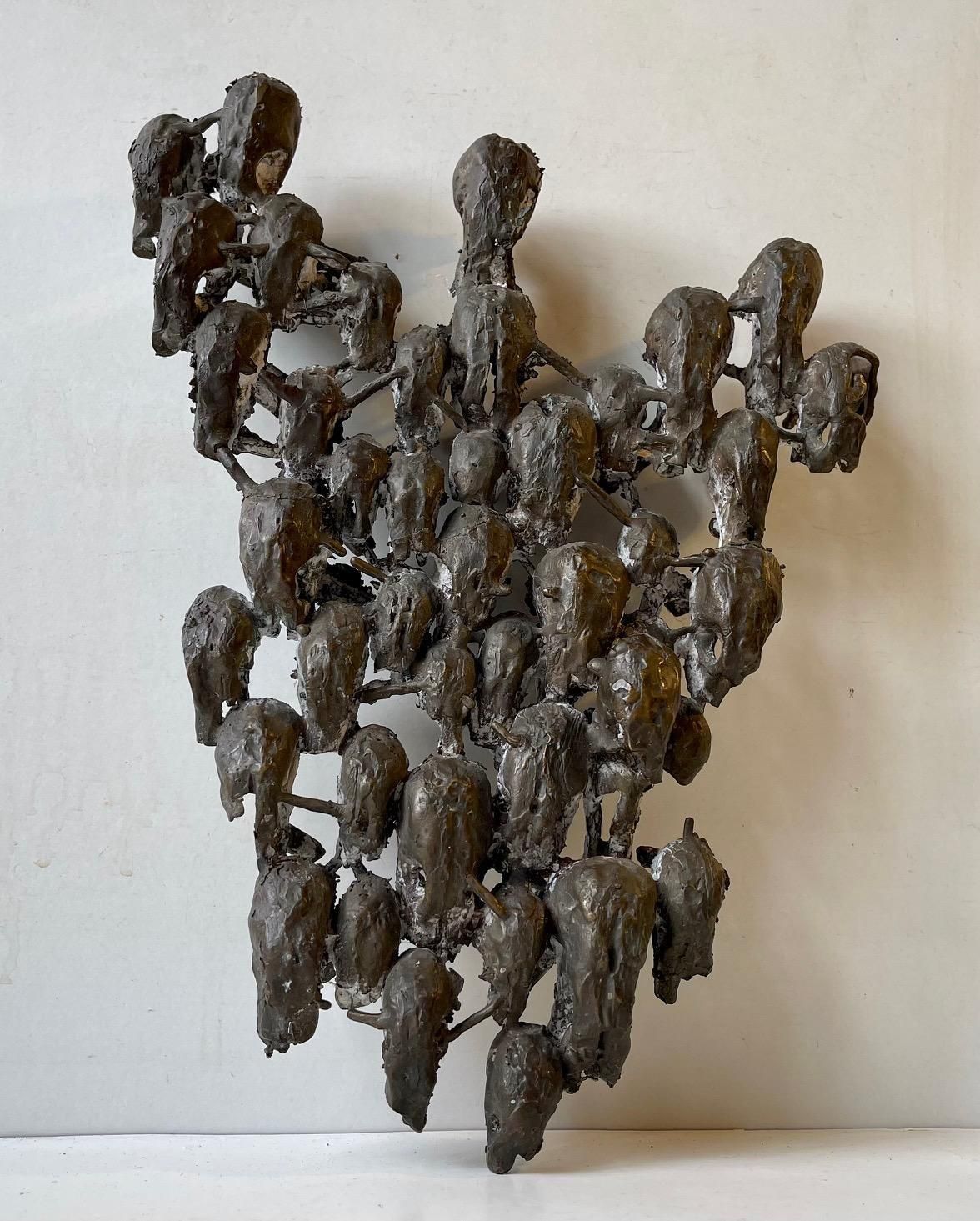Wall Sculpture In Bronze 47 Skulls Entangled, Rat King, 1970s photo Art