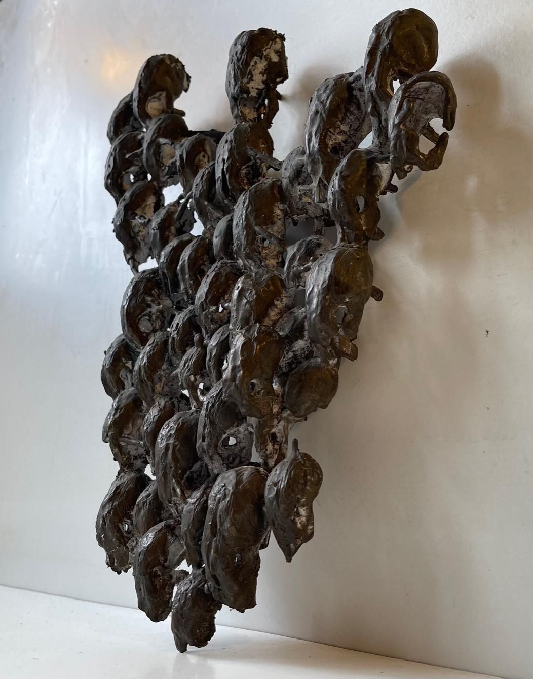 photo for sale Wall Sculpture In Bronze 47 Skulls Entangled, Rat King, 1970s