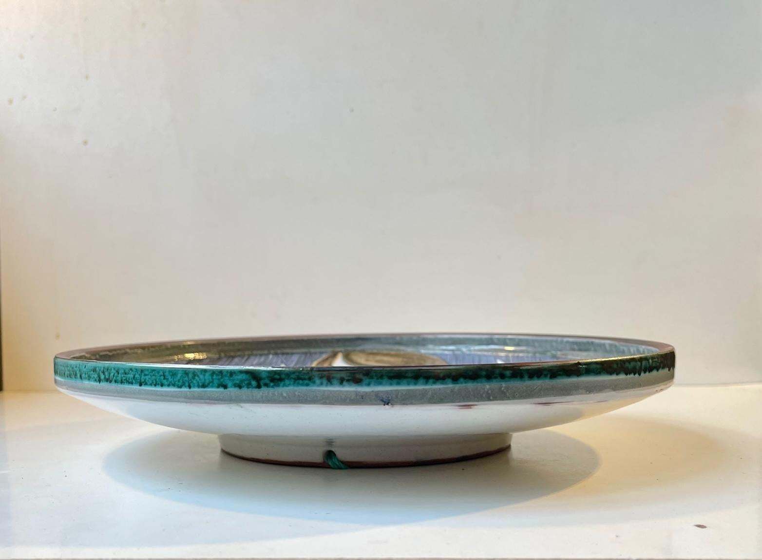 Art Pottery Sgrafitto Charger Or Wall Plaque By Tilgmans Sweden, 1950s photo vintage