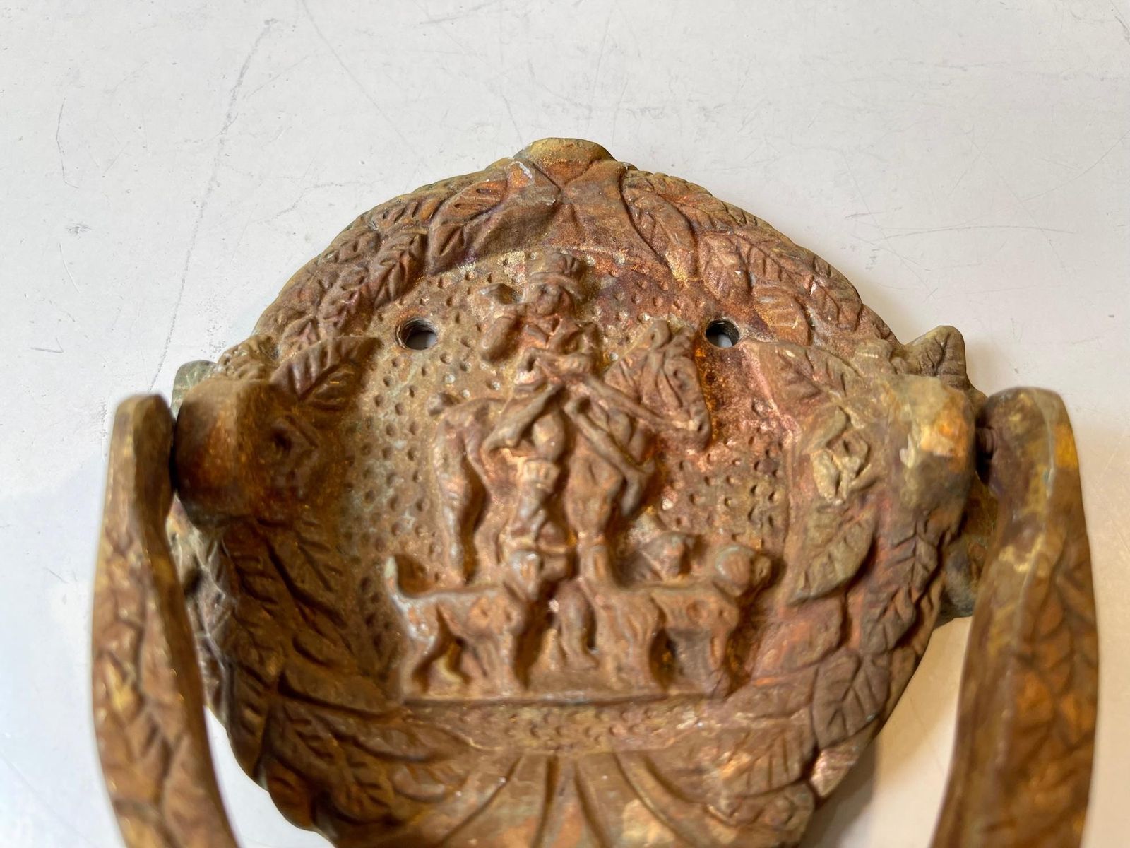 Antique Bronze Door Knocker With Hunting Theme photo for sale