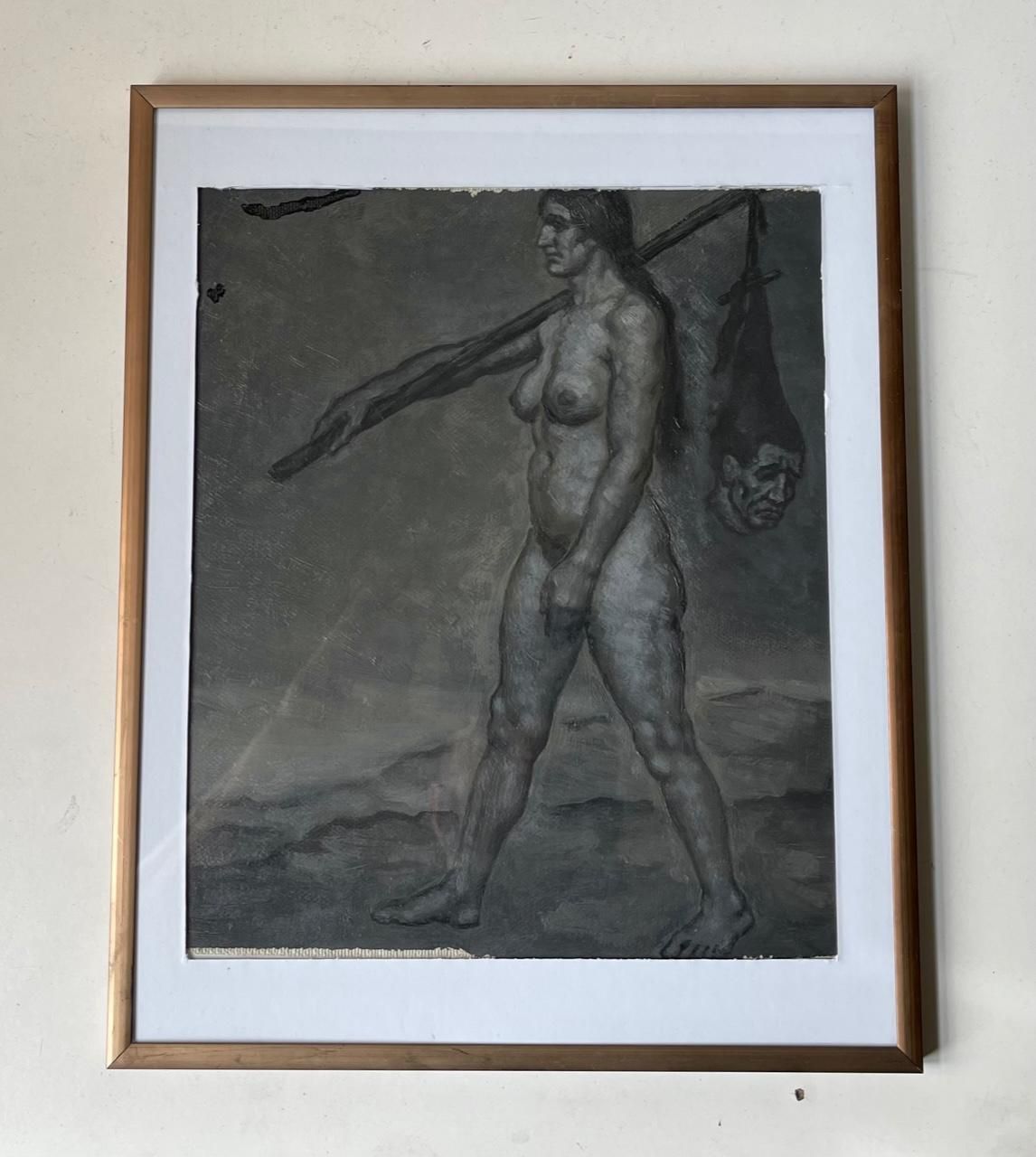 Kofron Fragment Hexentanz W. Decapitated Mans Head Oil On Canvas, Germany C 1940 photo Art