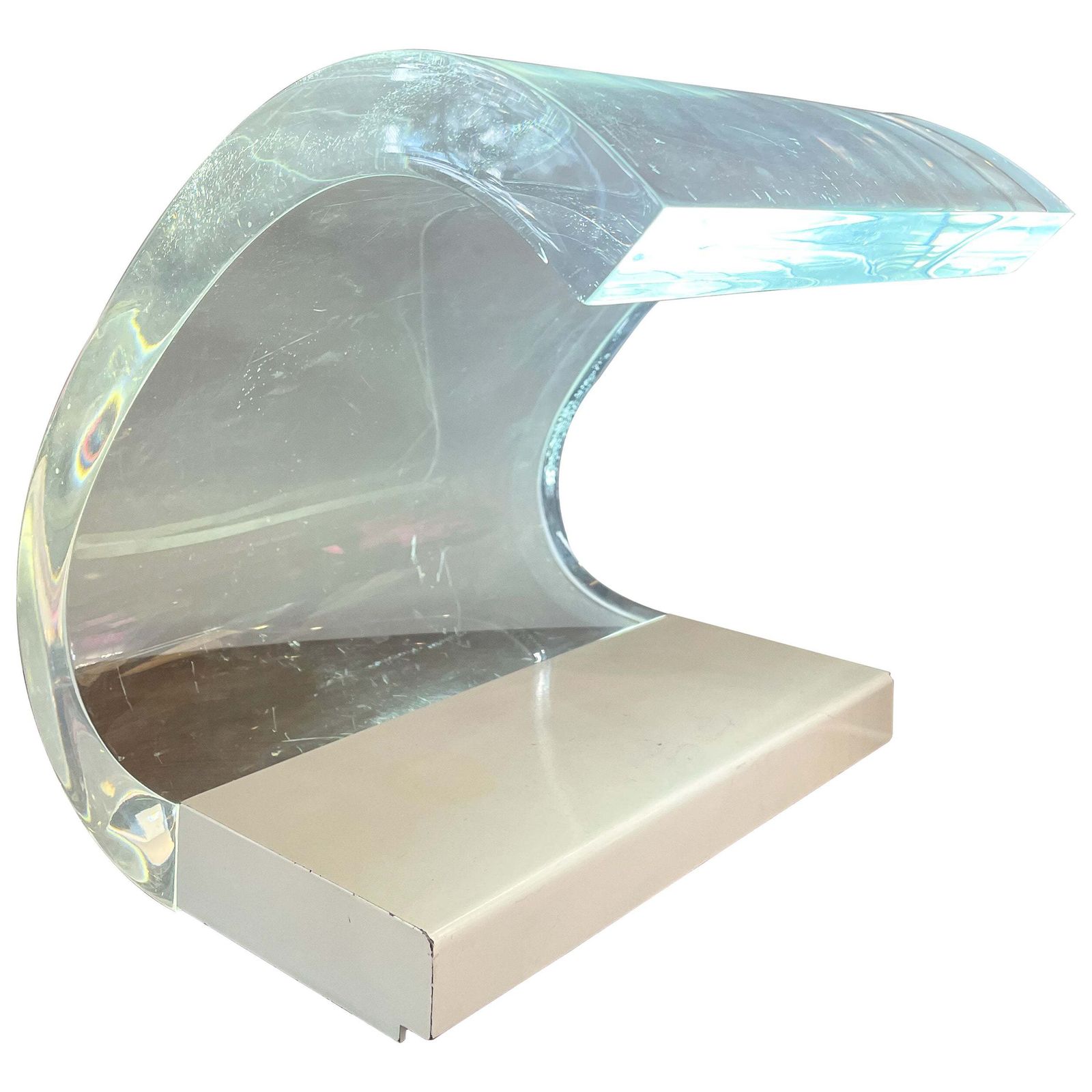 Mid Century Plexiglass White Table Lamp Model ''Acrilica" By Joe Colombo, Italy