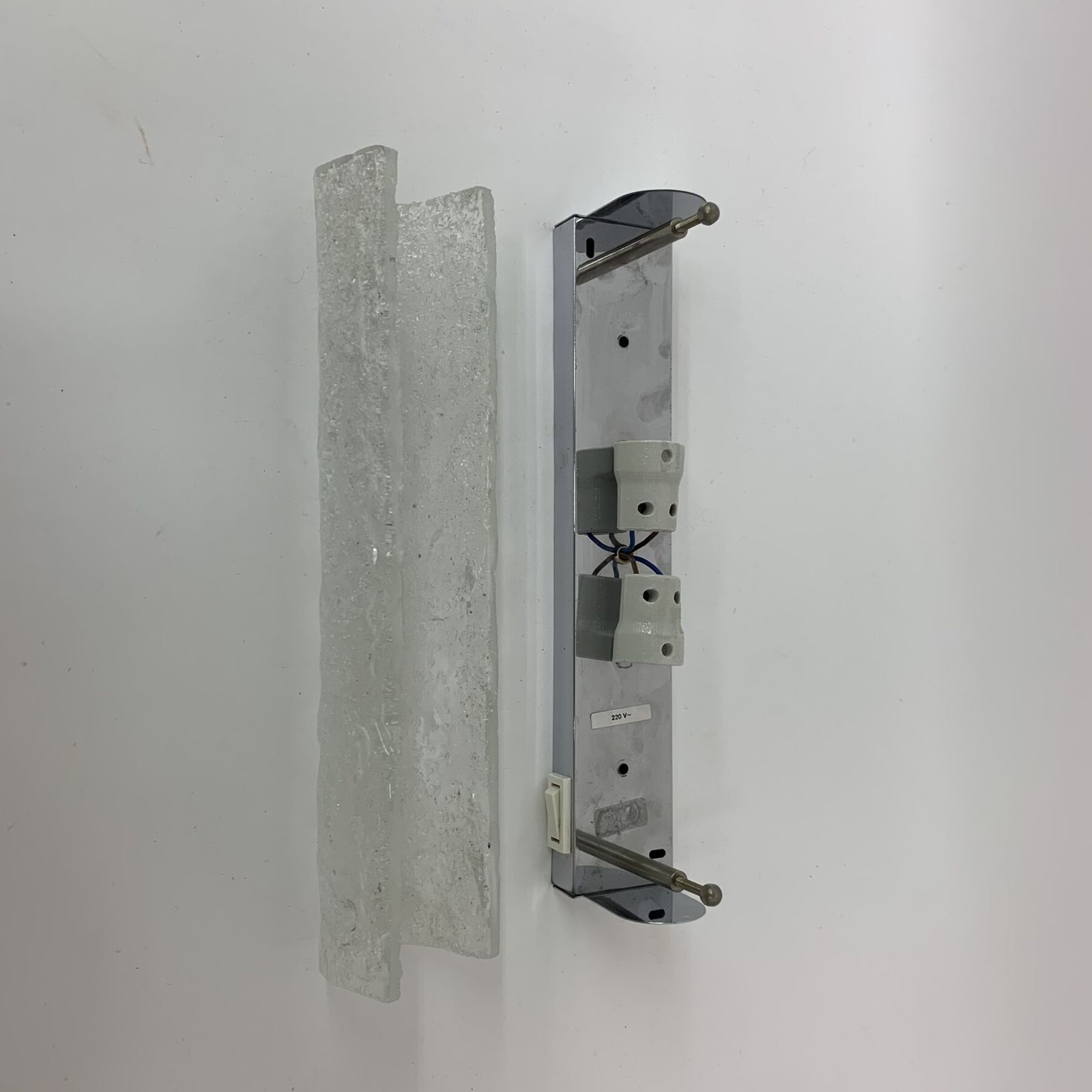 Murano Ice Glass Tubular Wall Lamp Or Sconce From Hillebrand, Germany, 1970s photo for sale