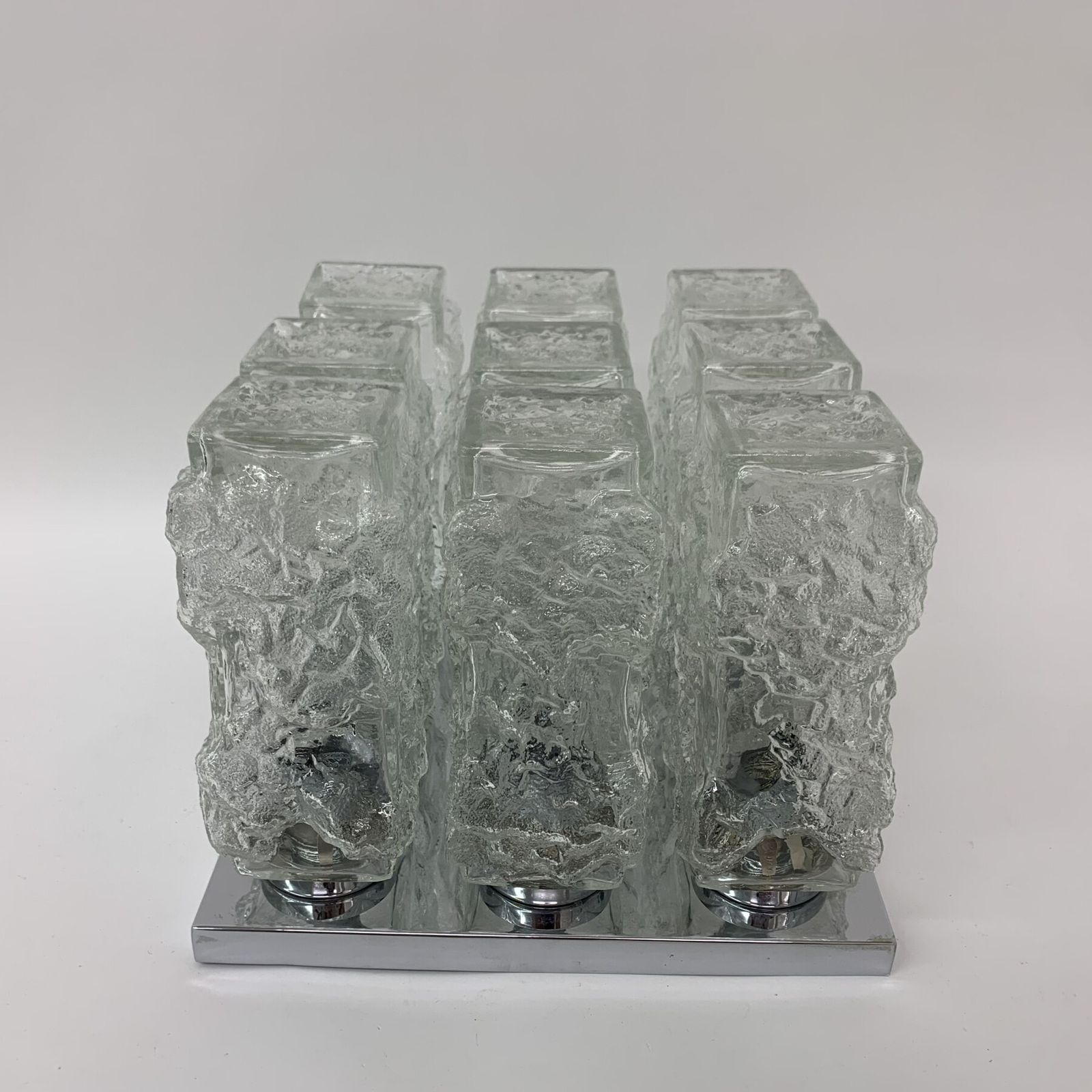 Hillebrand Ice Glass Plafondlamp, Jaren 1970