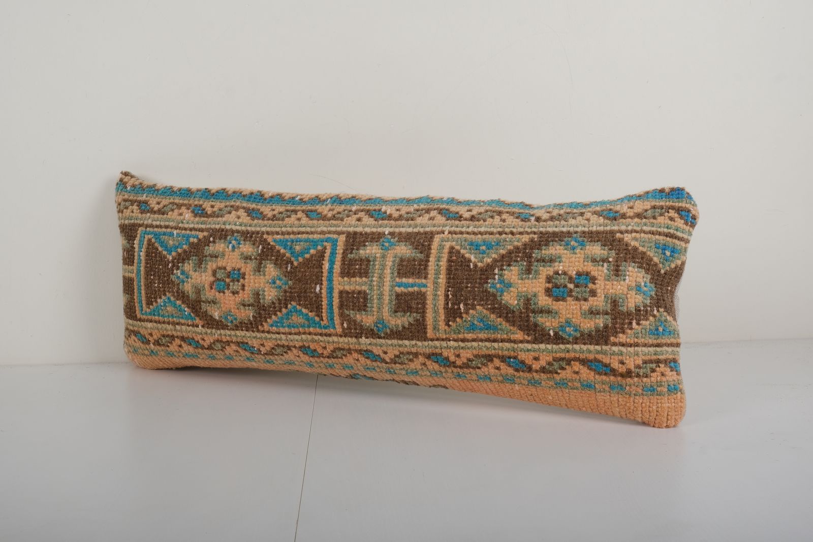 Muted Carpet  Pillow, Faded Ethnic Turkish Bedding Pillow   Oushak Pillow Cover 10'' X 28'' photo Textiles