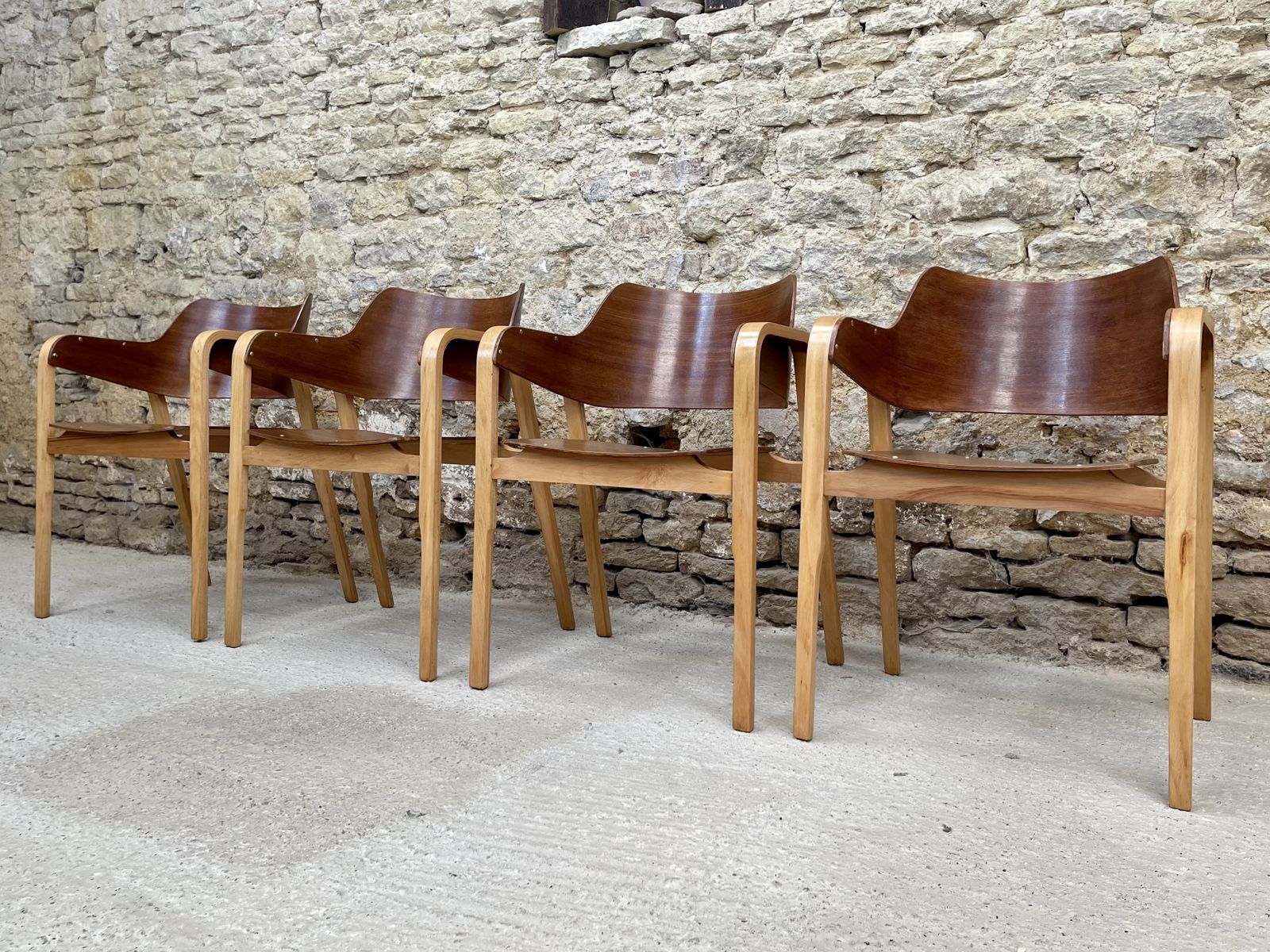 Set Of Four Mid Century Modern Wood Dining Chairs. Set Of 4 Chairs Plywood And Beach  And Ply Wood Bentwood Chairs 1950s photo for sale
