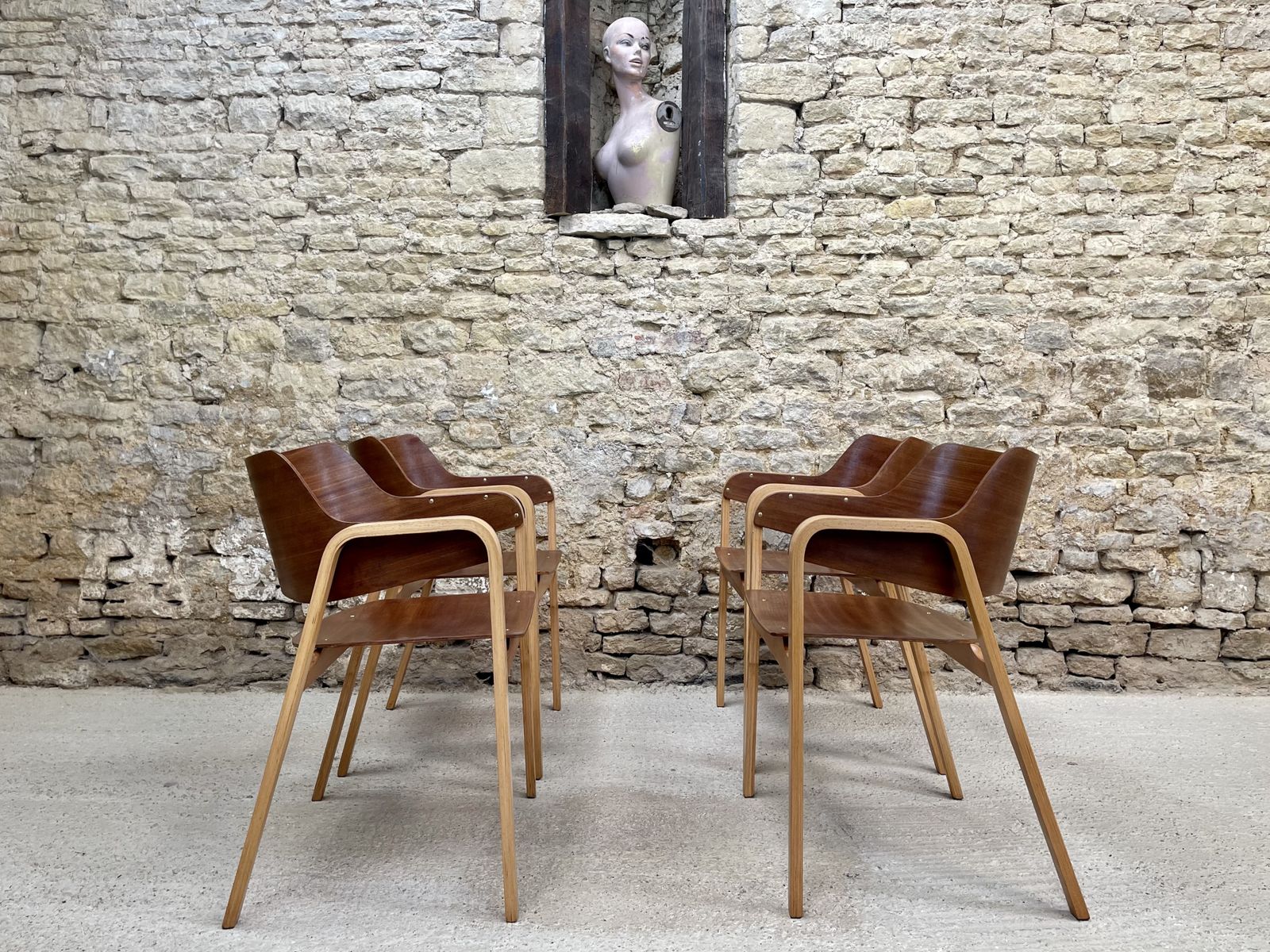 Set Of Four Mid Century Modern Wood Dining Chairs. Set Of 4 Chairs Plywood And Beach  And Ply Wood Bentwood Chairs 1950s photo furniture