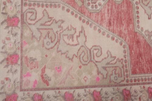 1950s Vintage Kurdish Geometric Medallion Wool Hand Knotted Carpet 4'7'' X 7' photo for sale