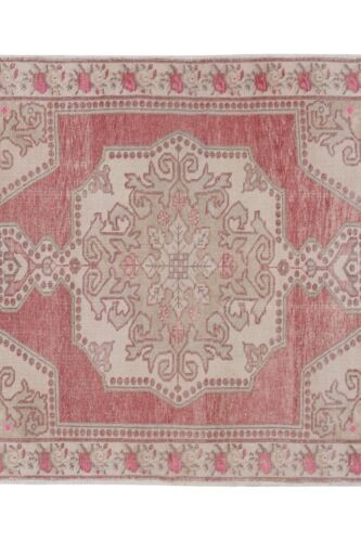 1950s Vintage Kurdish Geometric Medallion Wool Hand Knotted Carpet 4'7'' X 7' photo buy