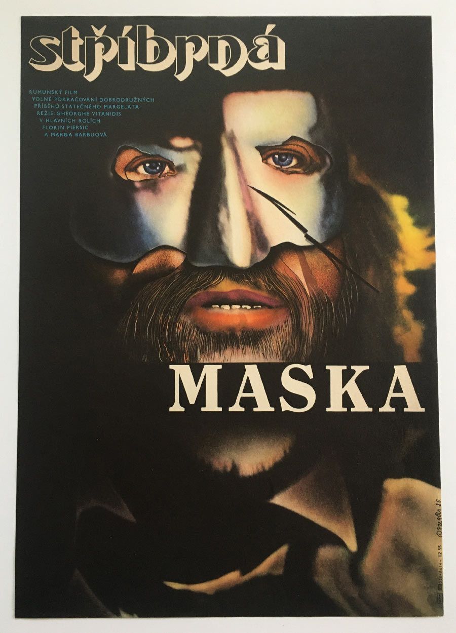 Original Film Poster, The Silver Mask, Zdeněk Ziegler, 1986, Genuine Czech Vintage Print photo furniture