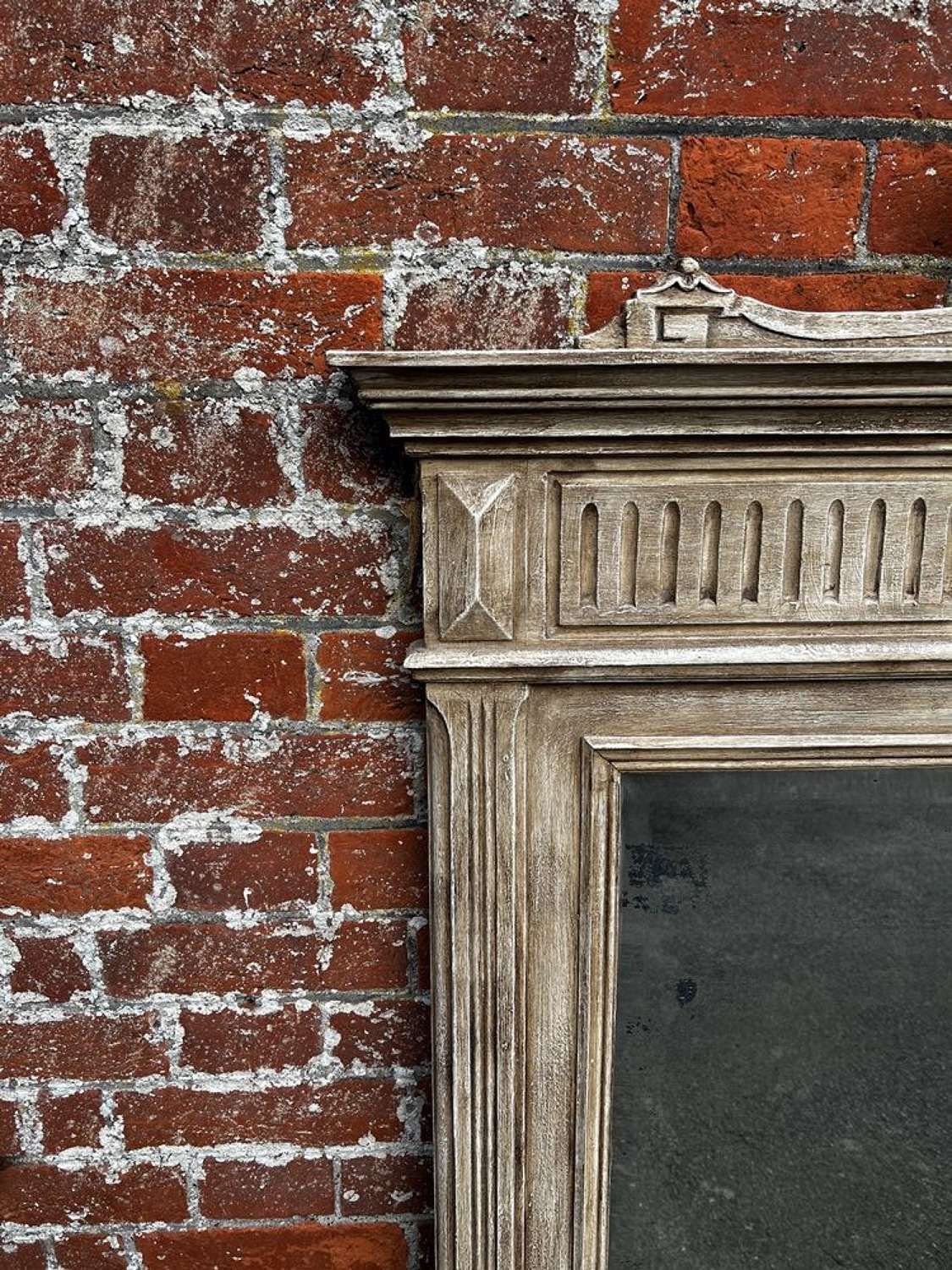 A Stunning Large Antique French 19th C Carved Wood Painted Mirror. photo for sale