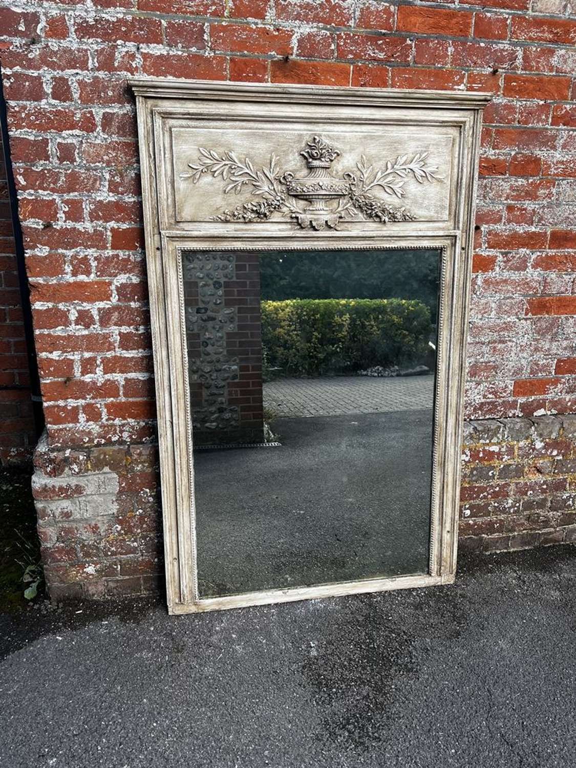 A Superb Large Antique French 19 Th C Carved Wood Painted Mirror. photo buy