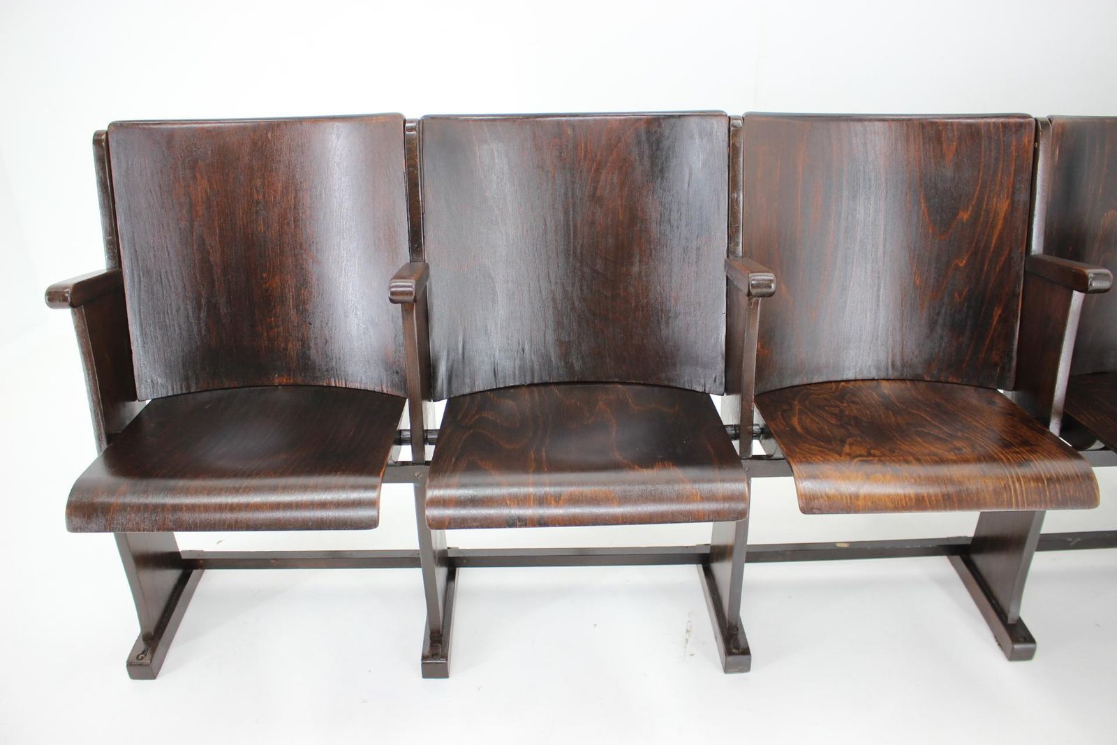 Furniture 1960s Cinema 5 Seats Bench By Ton, Czechoslovakia photo