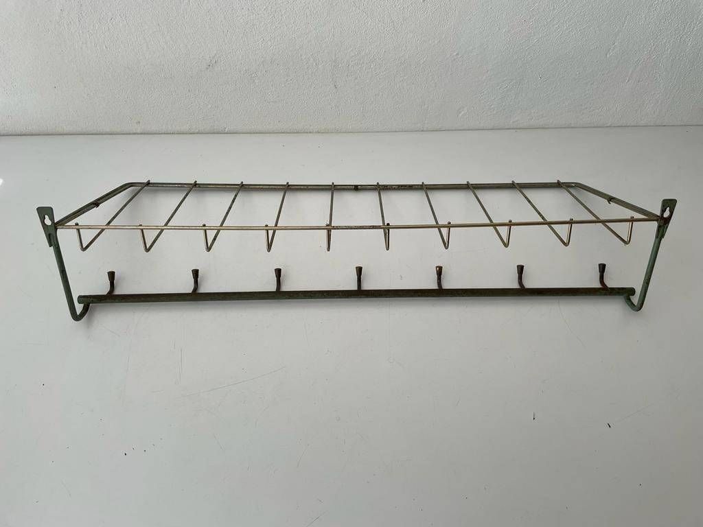 Greenish Metal Industrial Coat Hat Rack, 1950s, Germany photo Furniture