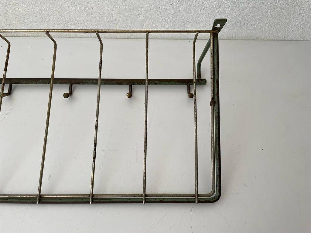 Greenish Metal Industrial Coat Hat Rack, 1950s, Germany photo vintage