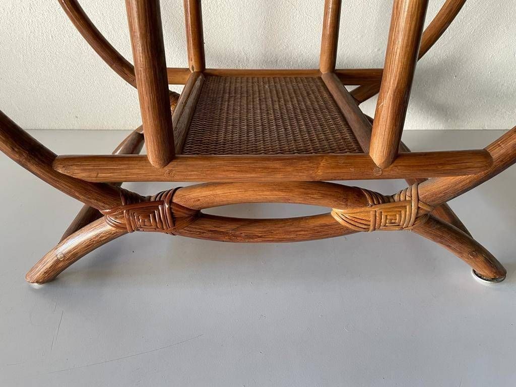 photo furniture Mid Century Modern Italian Circle Design Bamboo Flower Stand With 4 Flowerpot Space, 1960s, Italy