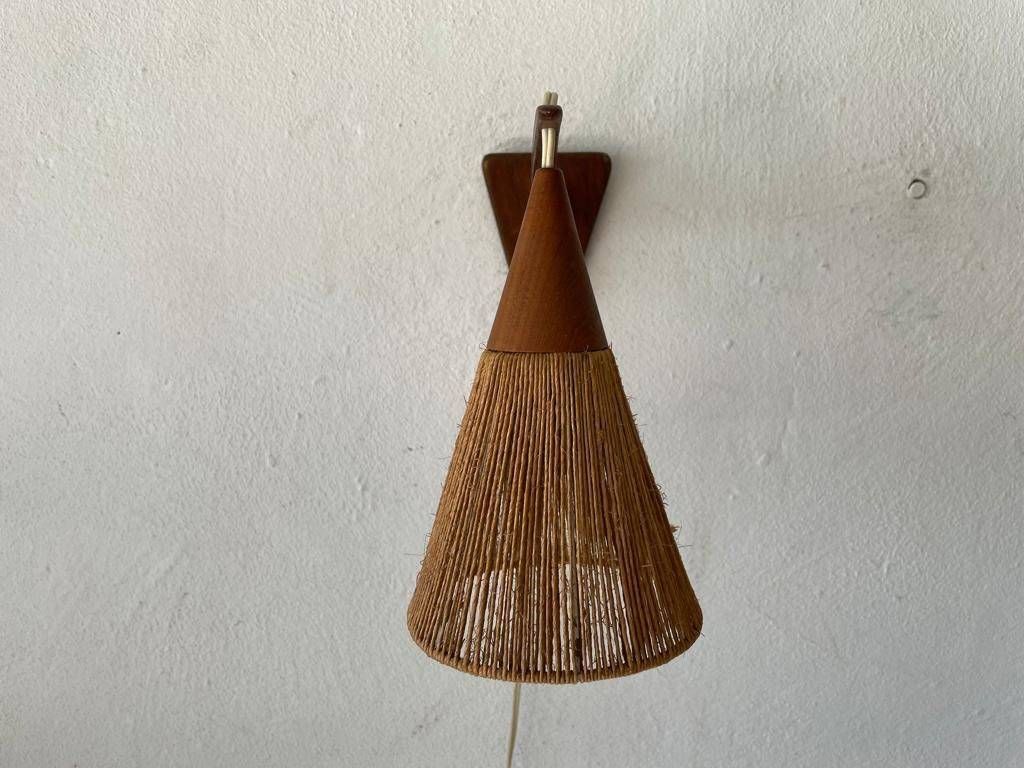 Rare Teak And Natural Ropes Sconce By Ib Fabiansen For Fog & Mørup, 1960s, Denmark photo 1200.32