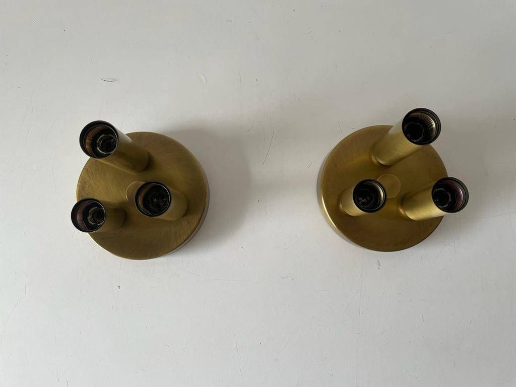 Rare Space Age Antique Gold Metal Triple Tube Mini Pair Of Ceiling Lamps By Tz, 1960s, Germany photo buy