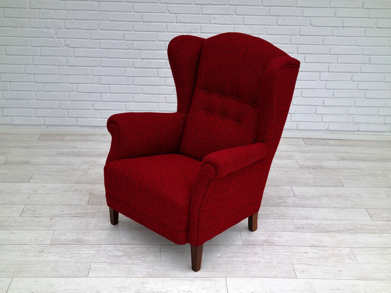 photo vintage 50s, Danish Design, Completely Refurbished Chair, Furniture Wool
