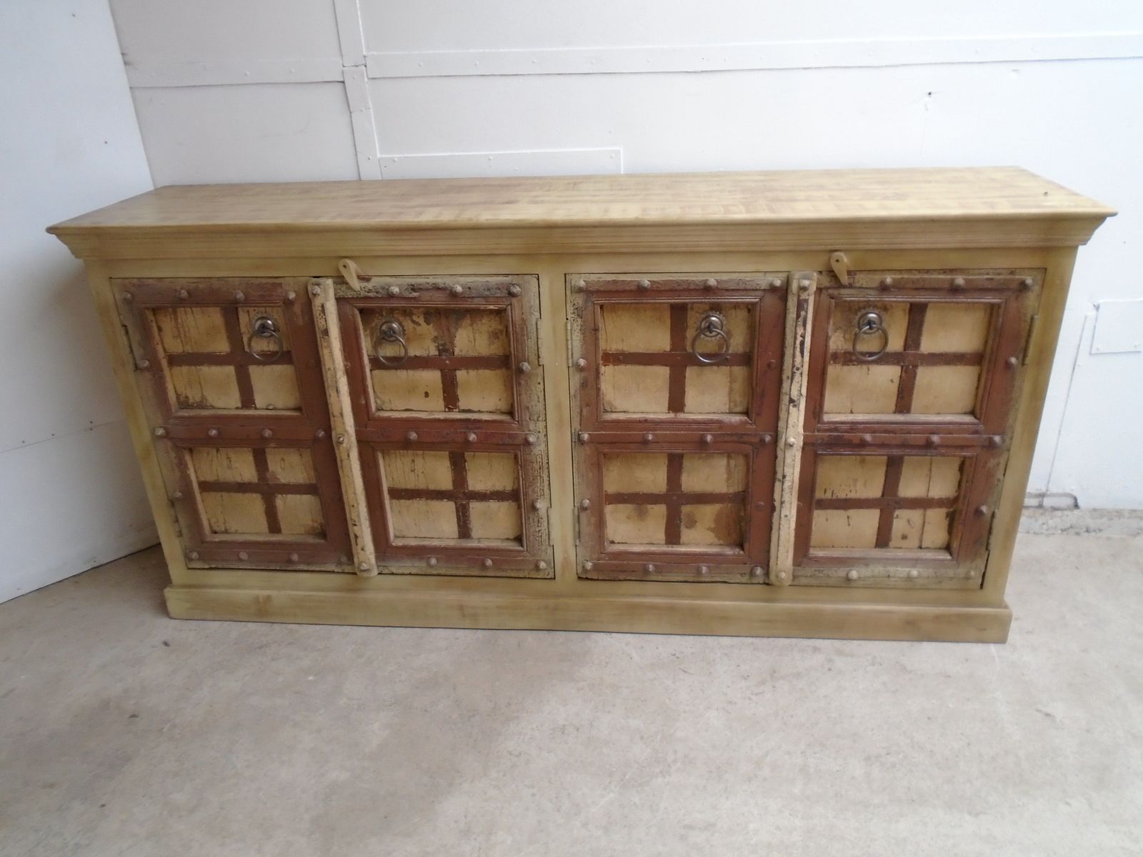 A Handmade Indian Mango / Teak Yellow & Brown Dresser Base photo for sale