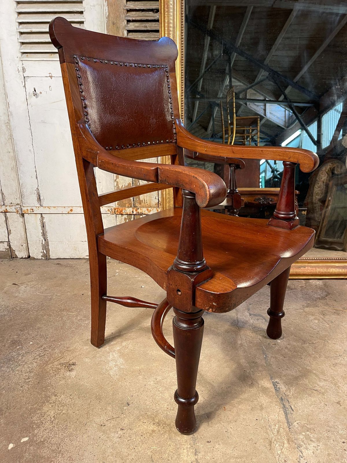 Antique English Walnut Library Clerks Desk Chair Circa 1890 photo 395.0