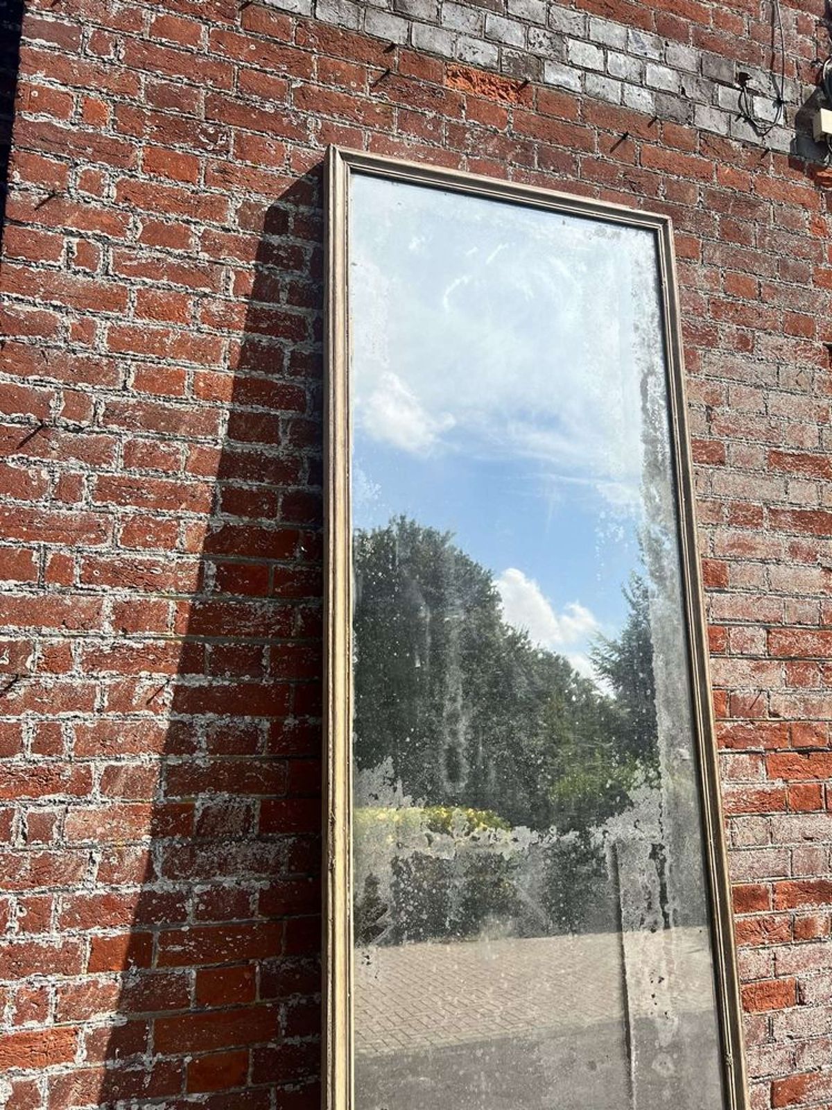 An Exceptional Large Antique French 19th C Painted Bistro Mirror photo vinterior