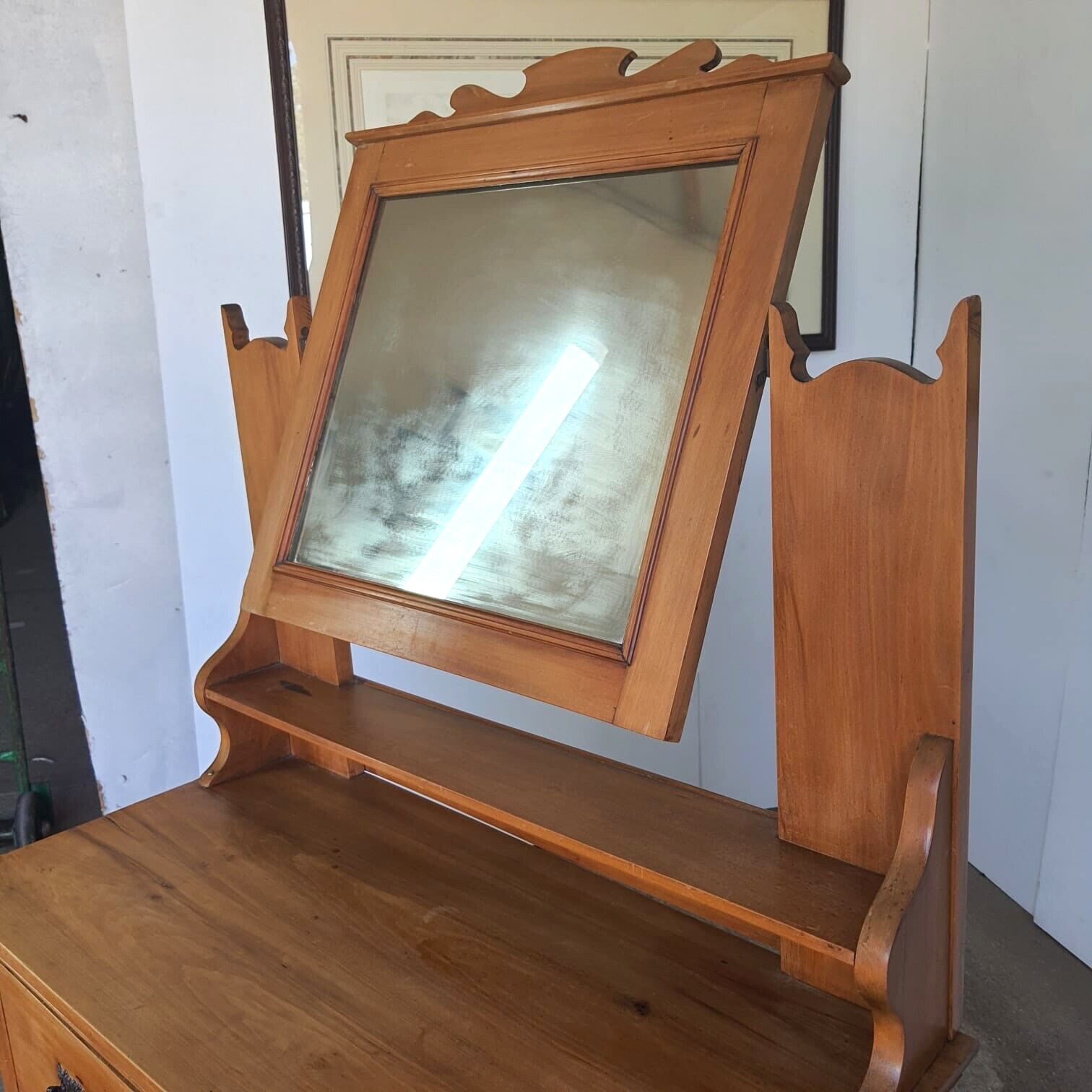 Antique Walnut Art Nouveau Dressing Drawers Mirror Dressing Table Bedroom photo for sale