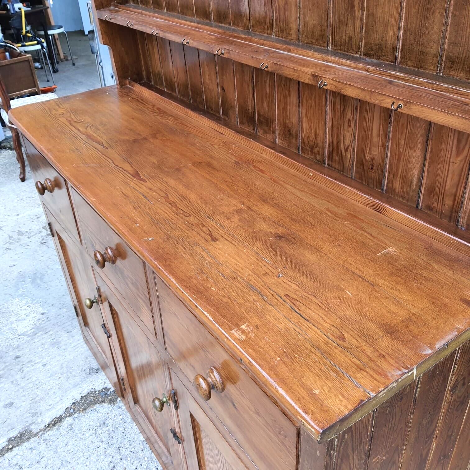 photo for sale 20thc Very Large Waterfall Dresser Shelves Cupboard Cabinet Drawers Kitchen