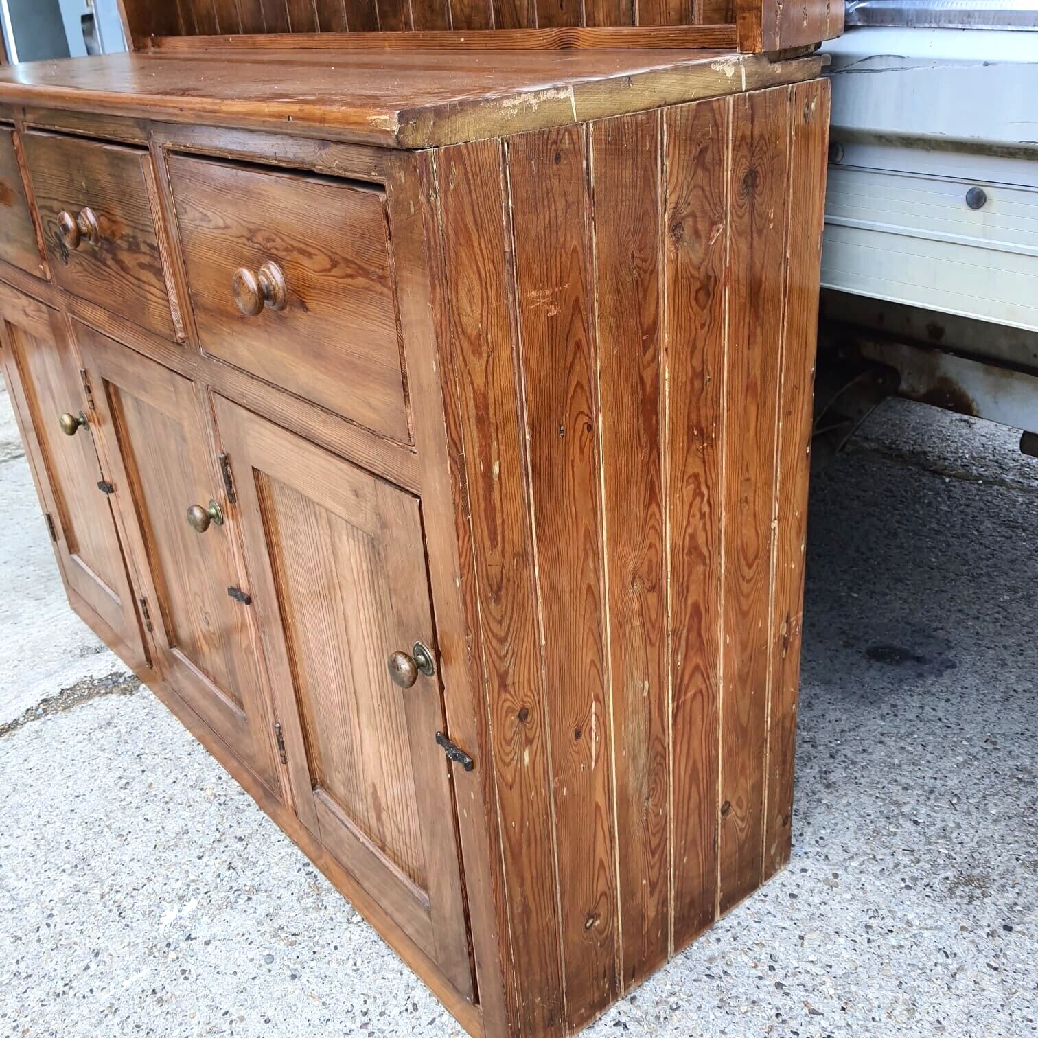 570.0 20thc Very Large Waterfall Dresser Shelves Cupboard Cabinet Drawers Kitchen photo