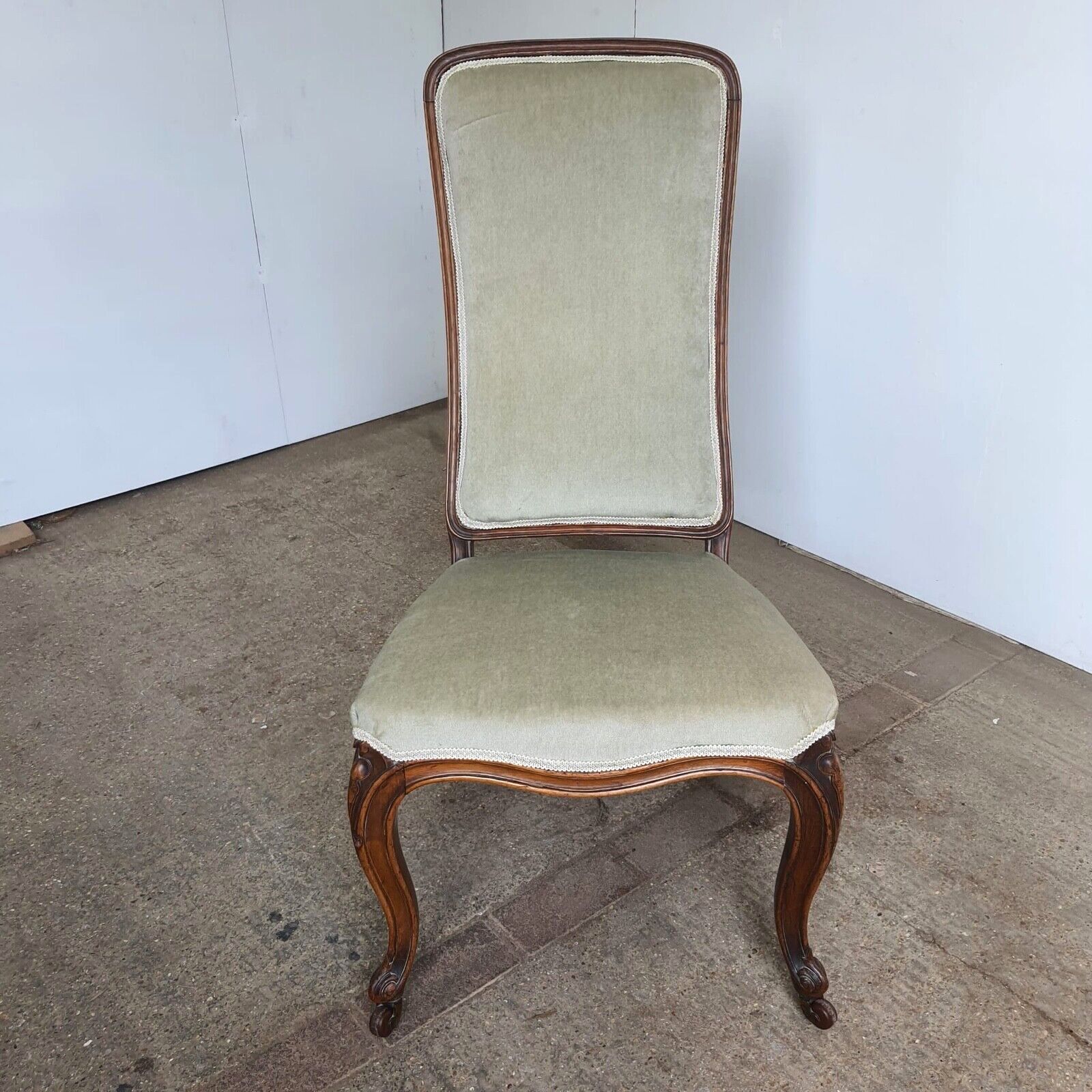 Antique Edwardian Open High Back Upholstered Nursing Chair Cabriole Legs Castors photo for sale