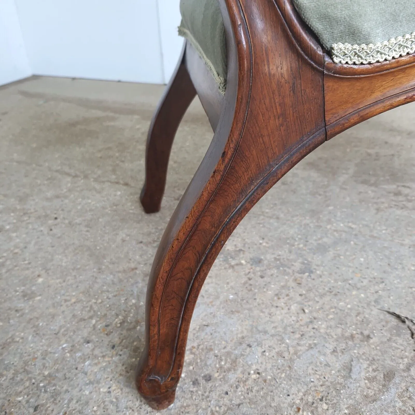 Antique Edwardian Open High Back Upholstered Nursing Chair Cabriole Legs Castors photo vintage