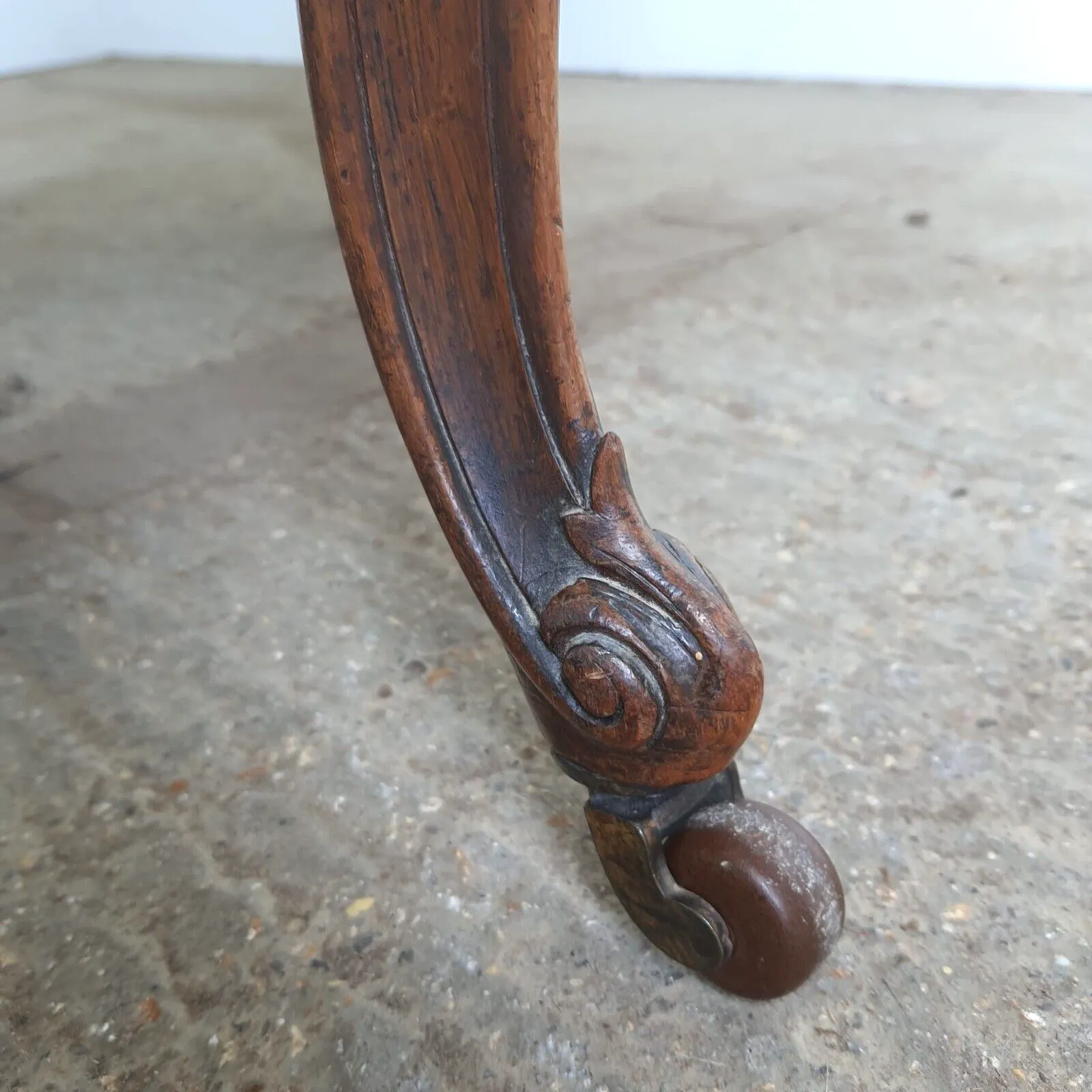 photo furniture Antique Edwardian Open High Back Upholstered Nursing Chair Cabriole Legs Castors