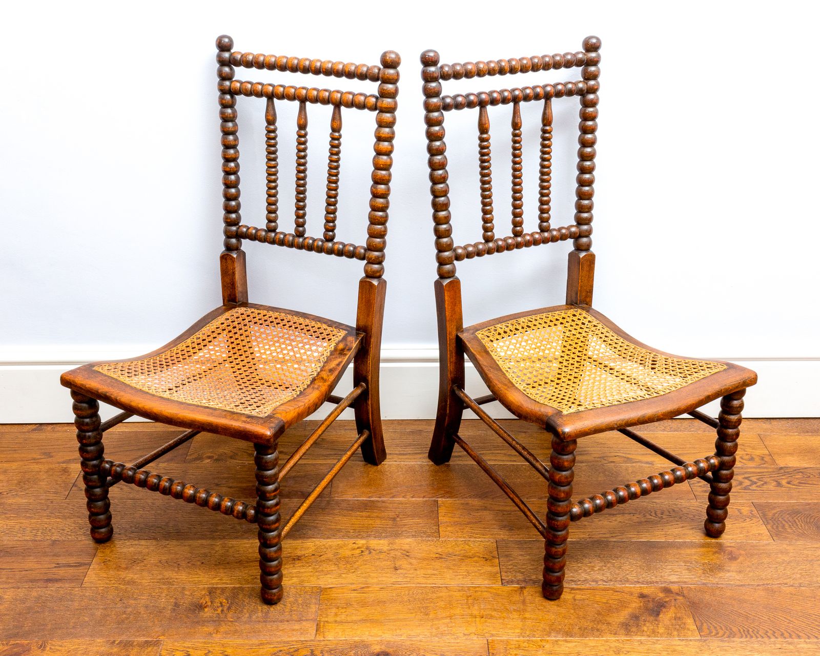 photo furniture Rare Pair Of Victorian Initialed 1800s Bobbin Turned Chairs By Bowen And Mallon