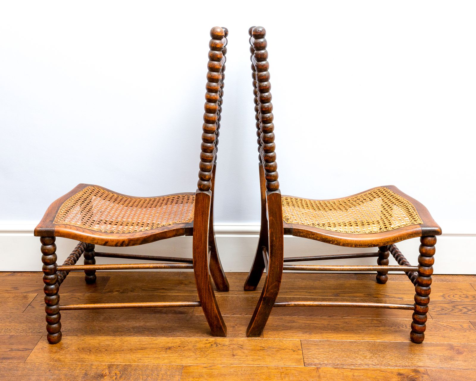 photo buy Rare Pair Of Victorian Initialed 1800s Bobbin Turned Chairs By Bowen And Mallon