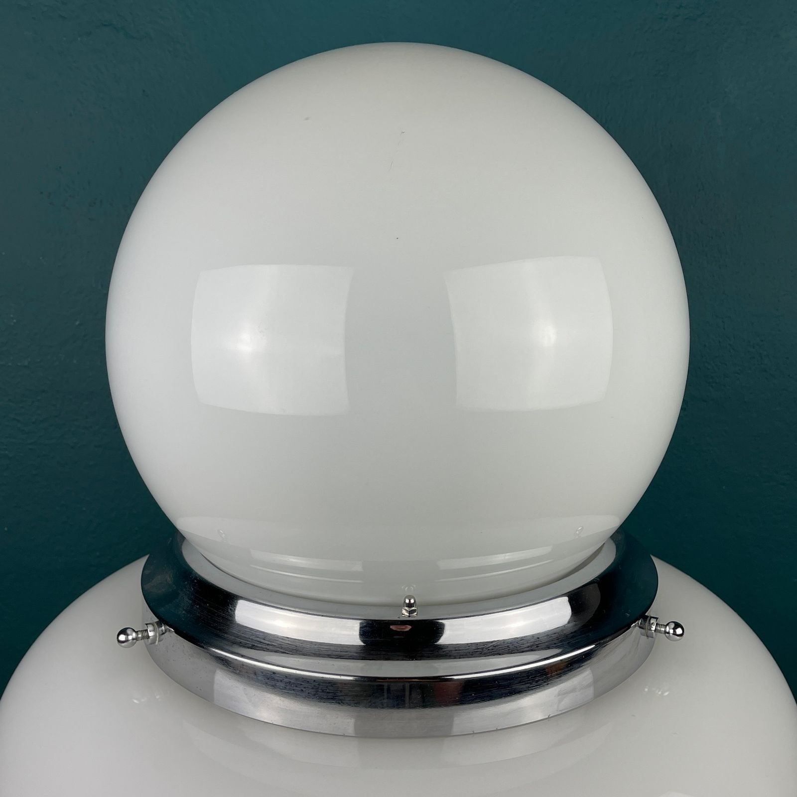 Large White Opaline Glass Table Lamp Ufo Italy 1970s photo vinterior