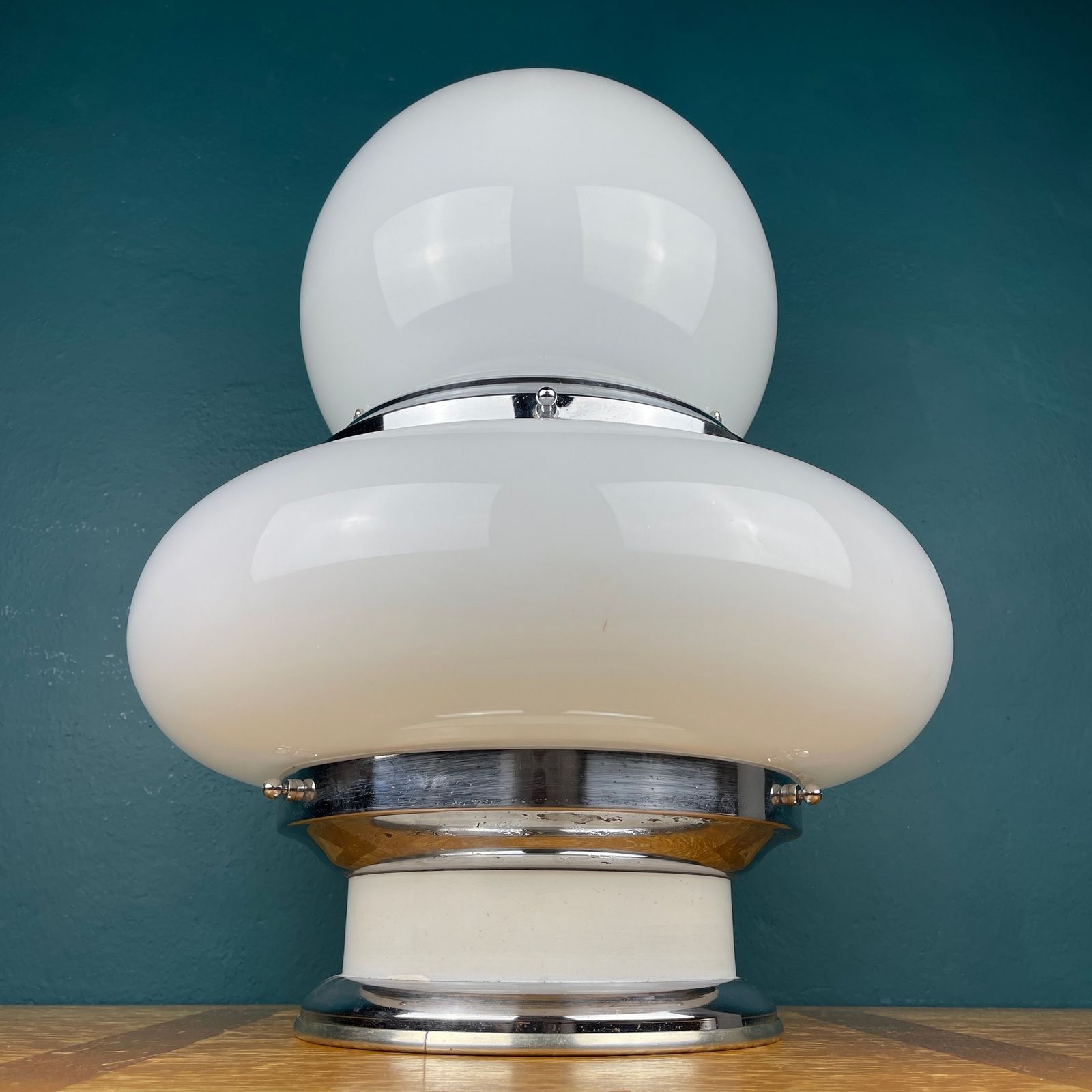 Large White Opaline Glass Table Lamp Ufo Italy 1970s photo buy